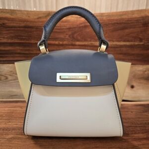 ZAC Zac Posen Blue and Cream Mini Bag With extra crossbody strap detachable